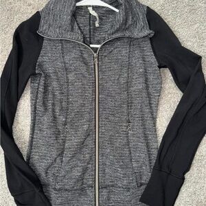 lululemon athletica Heather Gray Body with Black Sleeve Zip Jacket